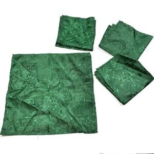 Set of 4 Fabric Napkins Green Jacquard Floral 13.7"